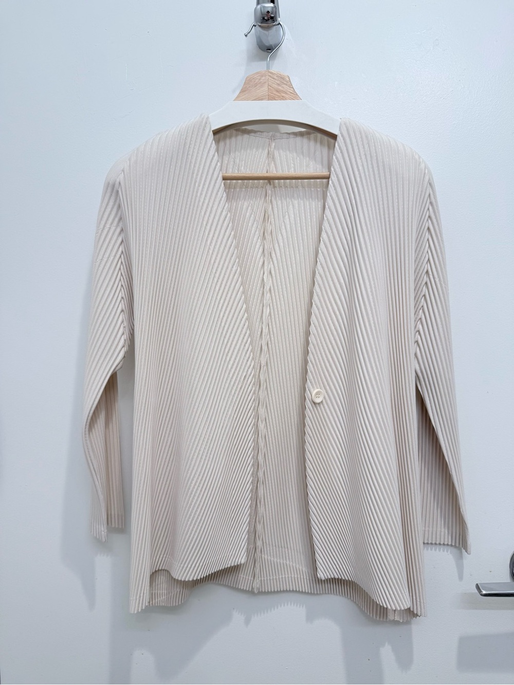Cream Ribbed Open-Front Women’s Sweater Cardigan